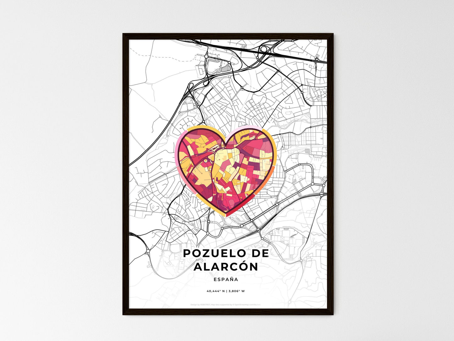 Pozuelo De Alarcón Spain wedding art map with heart icon