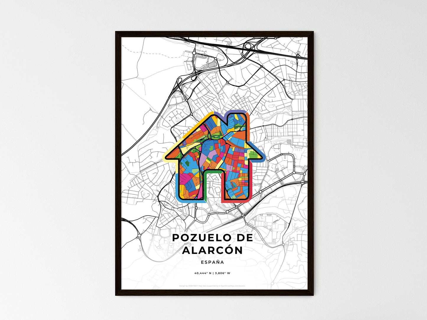 Pozuelo De Alarcón Spain wedding art map with home icon
