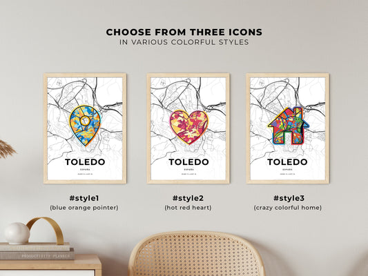 Toledo Spain maps with colorful icons