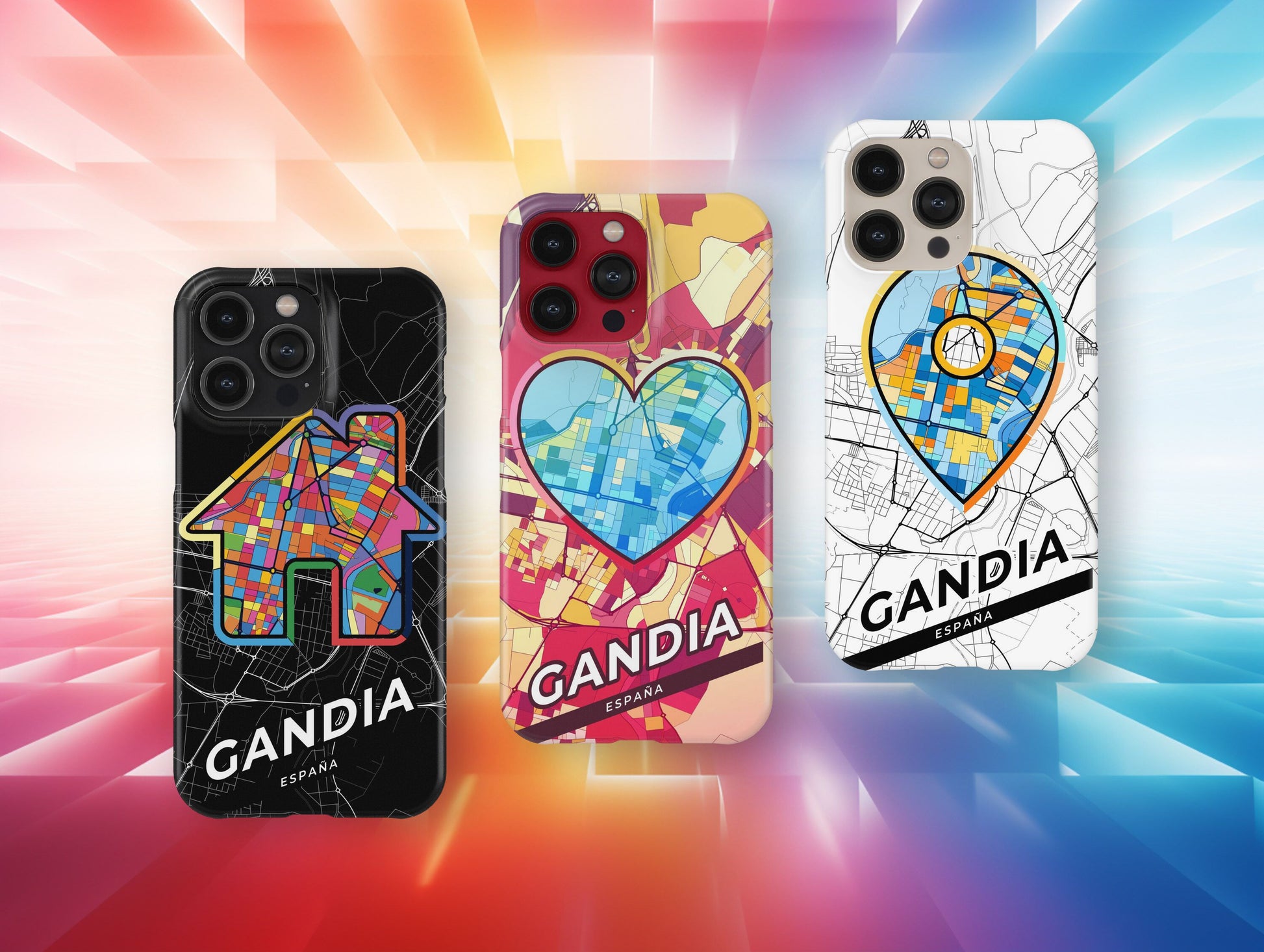 Gandia Spain slim phone case with colorful icon. Birthday, wedding or housewarming gift. Couple match cases.