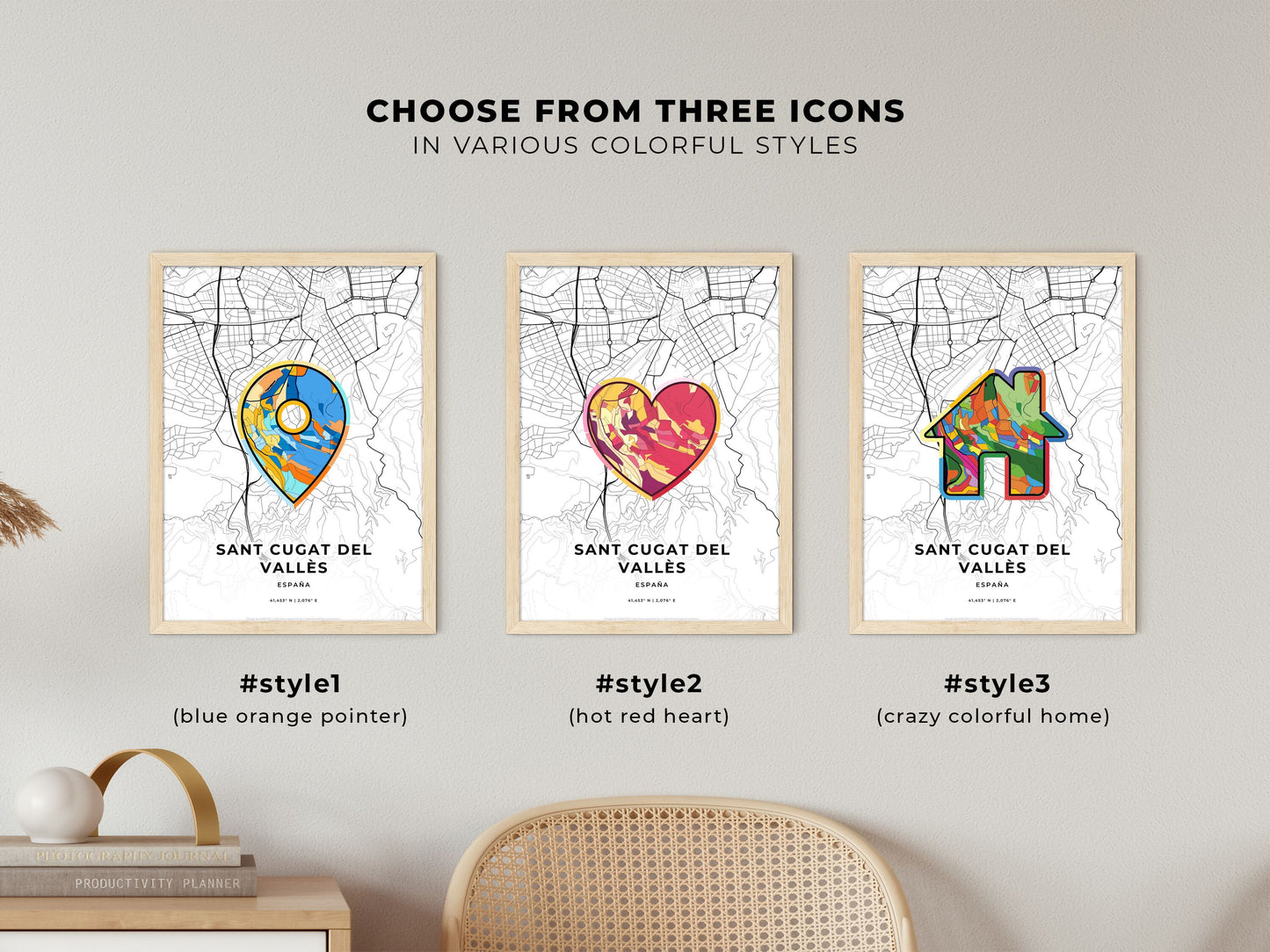 Sant Cugat Del Vallès Spain maps with colorful icons