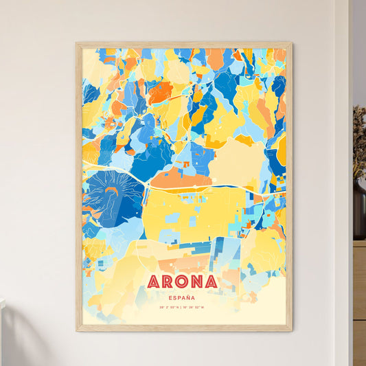 Colorful ARONA SPAIN Fine Art Map Blue Orange