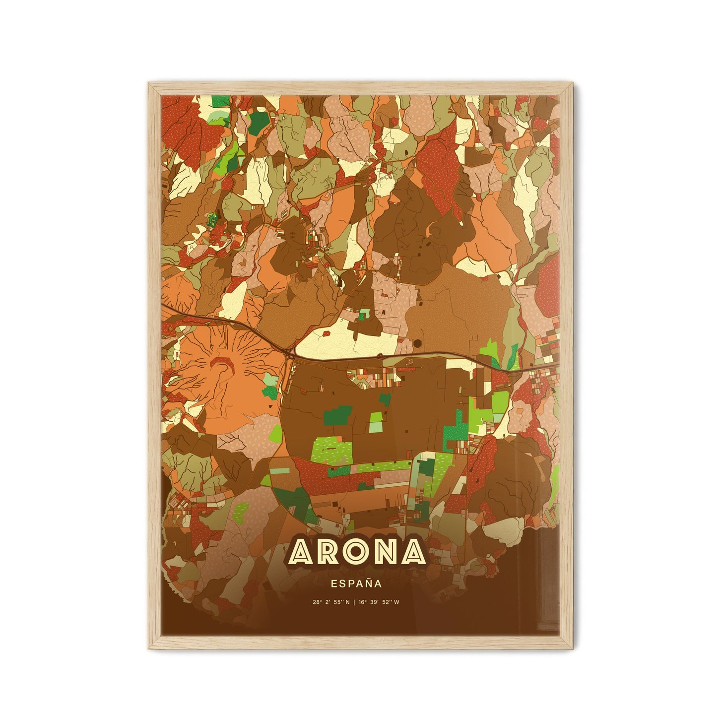 Colorful ARONA SPAIN Fine Art Map Farmhouse