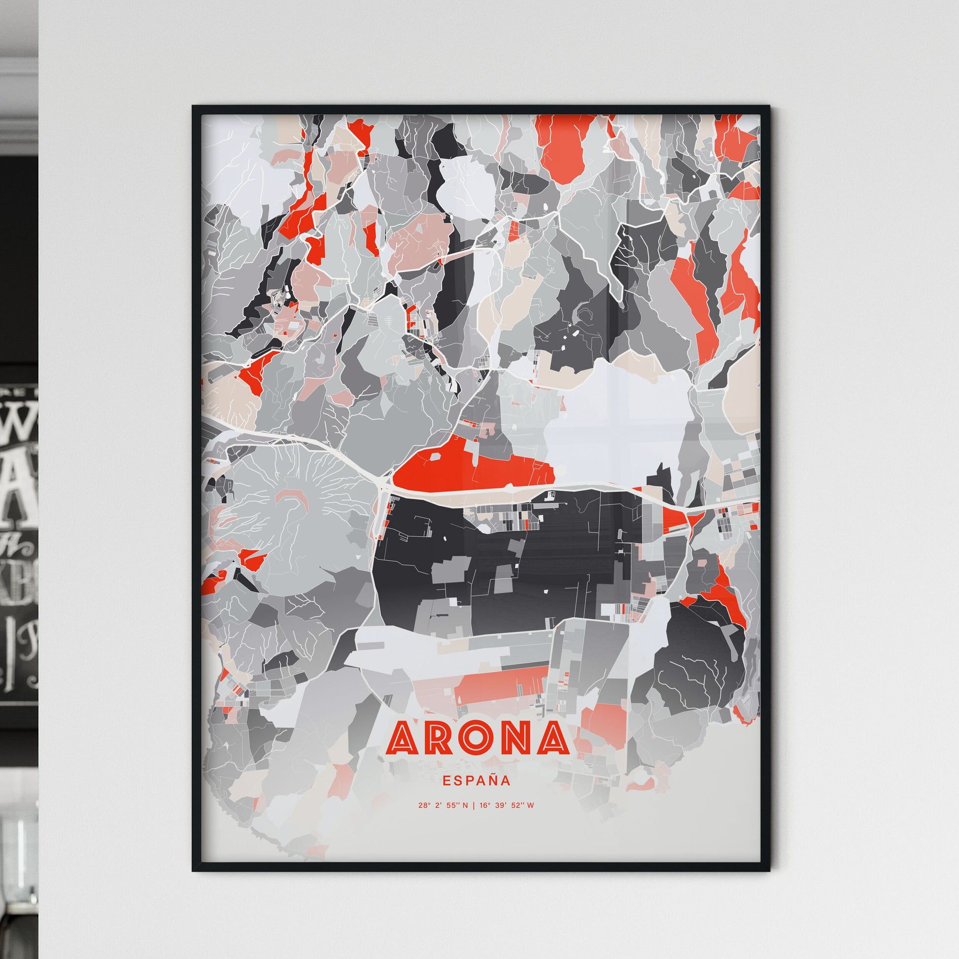 Colorful ARONA SPAIN Fine Art Map Modern