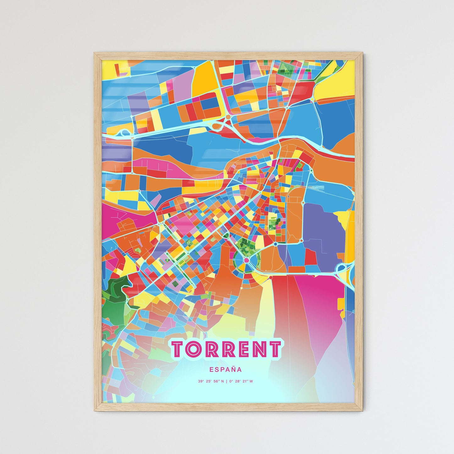 Colorful TORRENT SPAIN Fine Art Map Crazy Colors