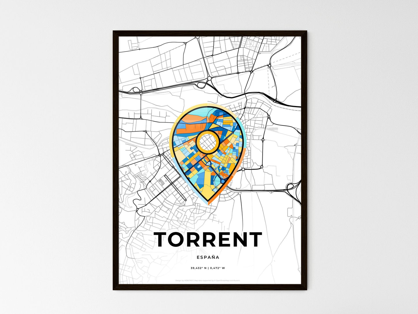 Torrent Spain wedding art map with pointer icon