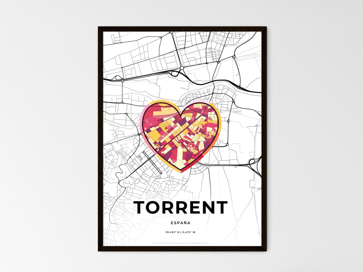 Torrent Spain wedding art map with heart icon
