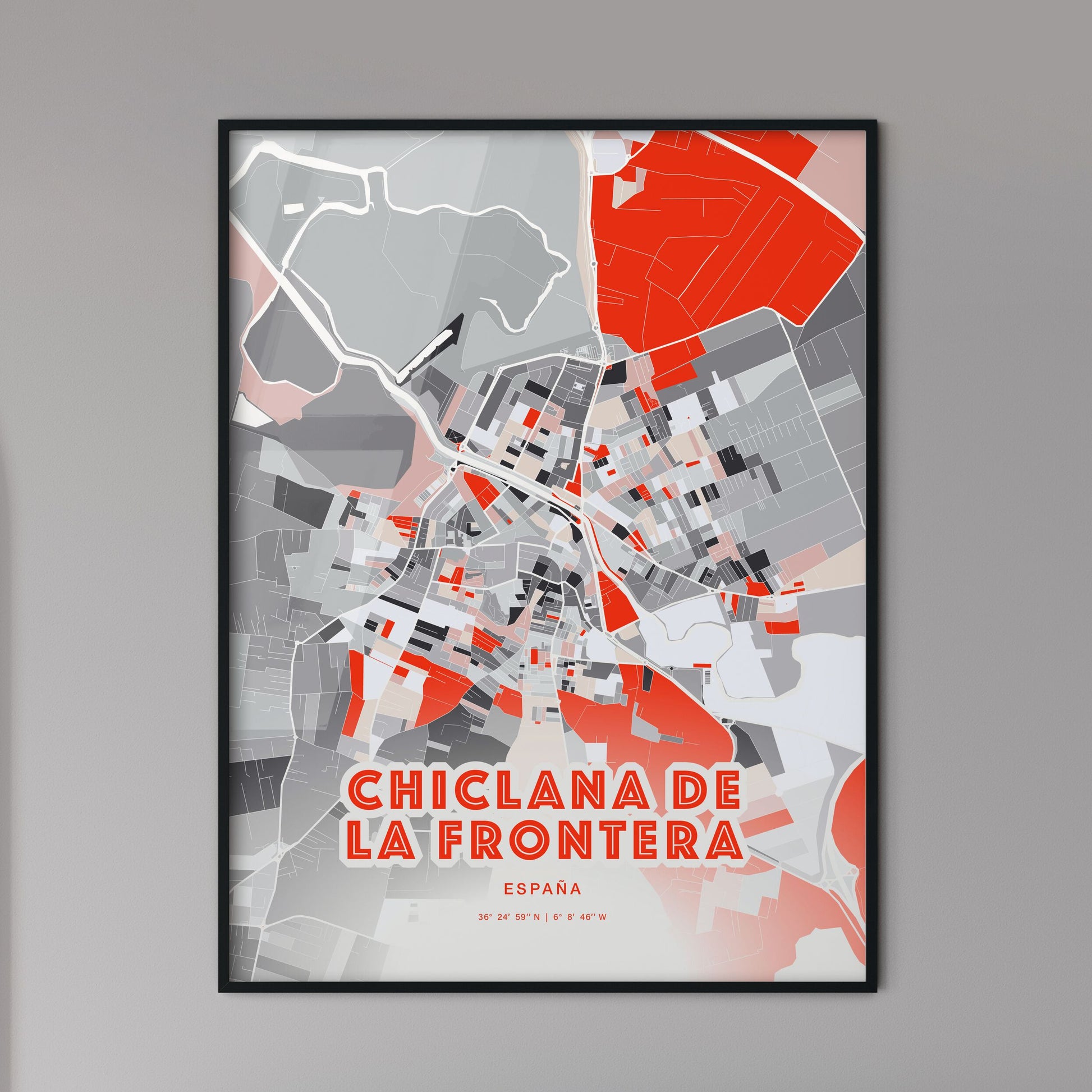 Colorful CHICLANA DE LA FRONTERA SPAIN Fine Art Map Modern