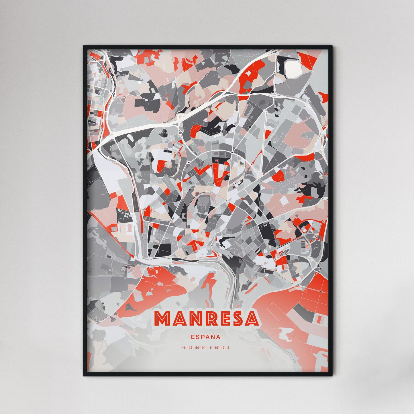 Colorful MANRESA SPAIN Fine Art Map Modern