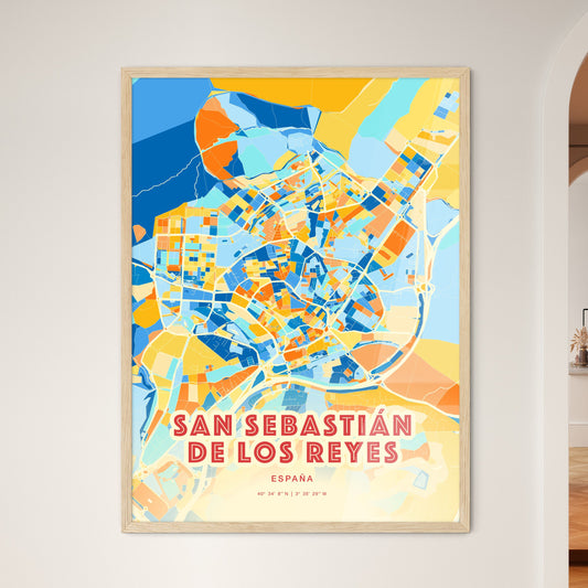 Colorful SAN SEBASTIÁN DE LOS REYES SPAIN Fine Art Map Blue Orange