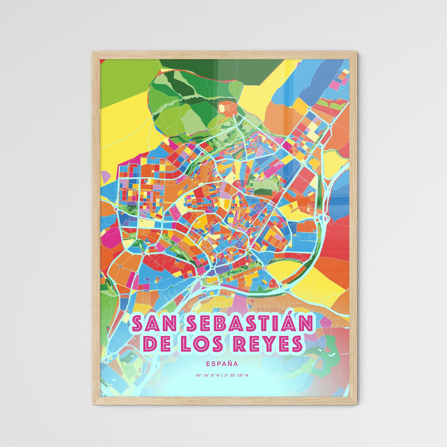 Colorful SAN SEBASTIÁN DE LOS REYES SPAIN Fine Art Map Crazy Colors