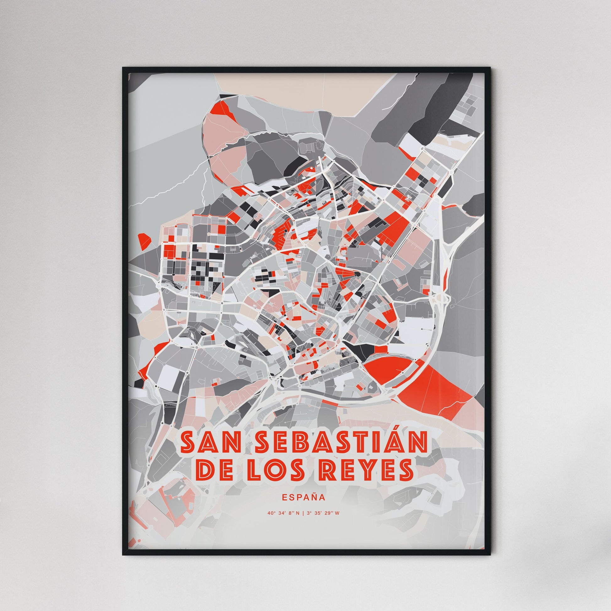 Colorful SAN SEBASTIÁN DE LOS REYES SPAIN Fine Art Map Modern