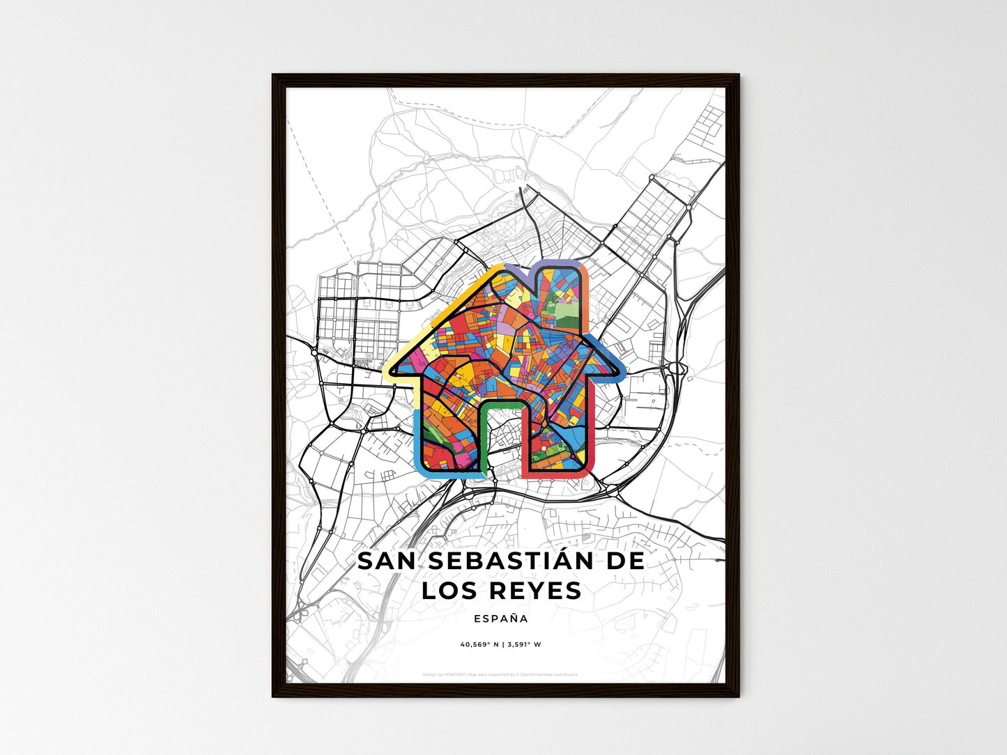San Sebastián De Los Reyes Spain wedding art map with home icon