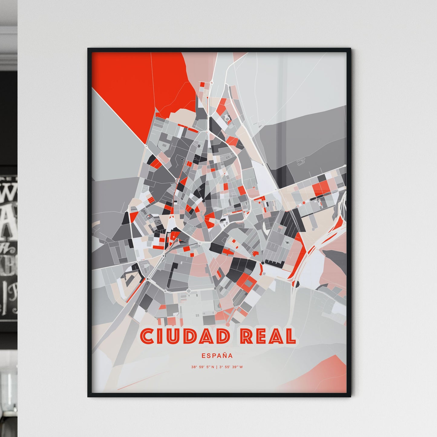 Colorful CIUDAD REAL SPAIN Fine Art Map Modern