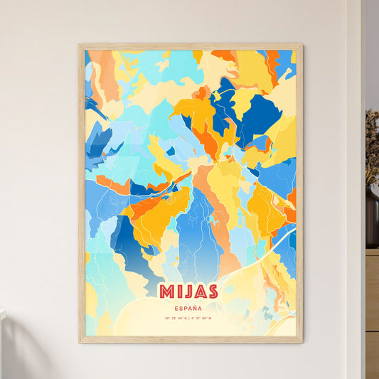 Colorful MIJAS SPAIN Fine Art Map Blue Orange