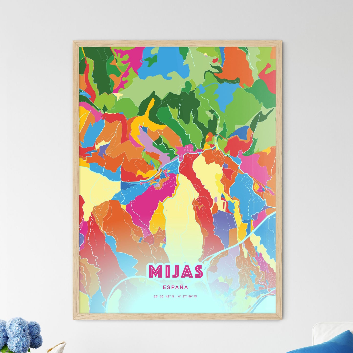 Colorful MIJAS SPAIN Fine Art Map Crazy Colors