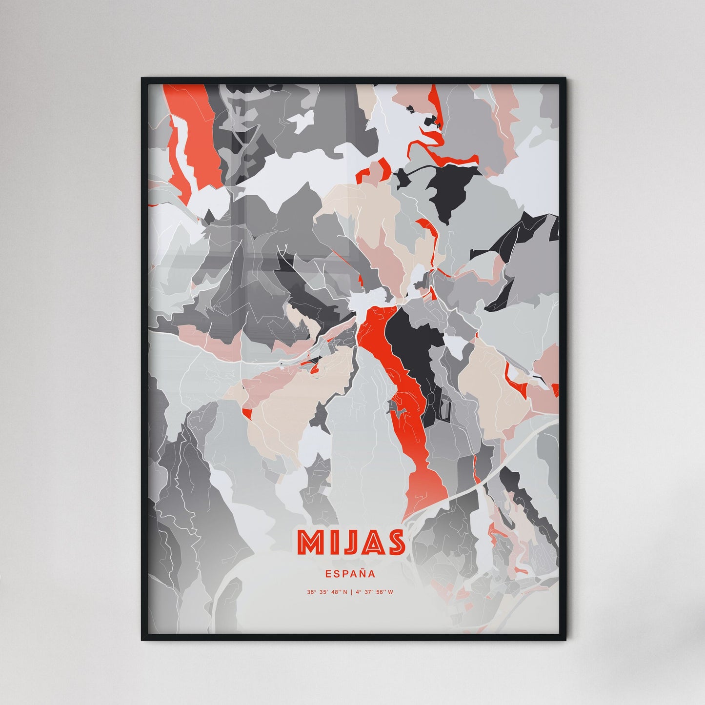 Colorful MIJAS SPAIN Fine Art Map Modern