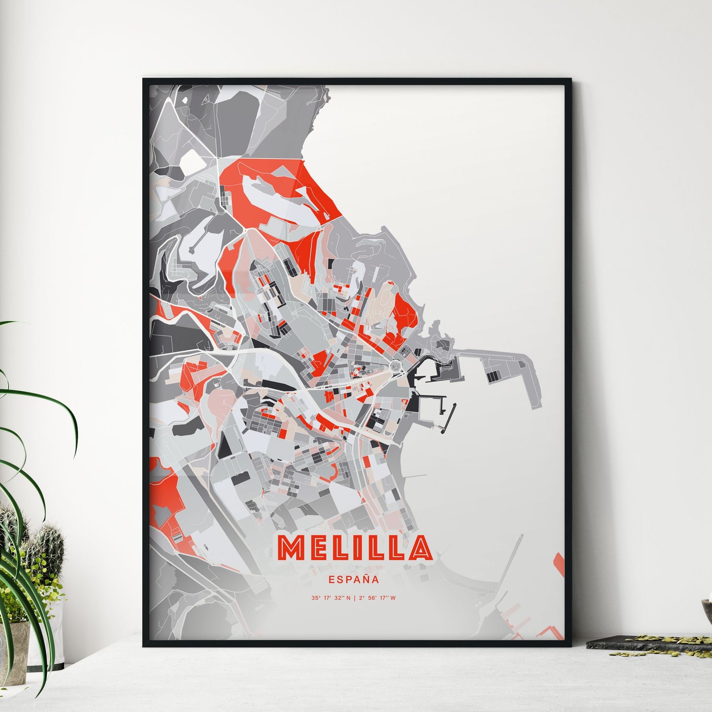 Colorful MELILLA SPAIN Fine Art Map Modern