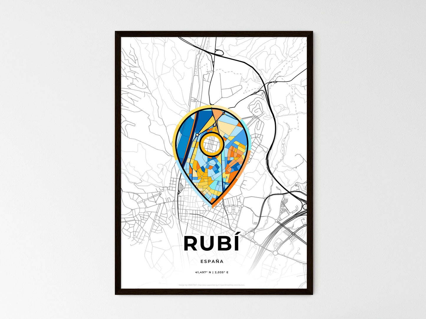 Rubí Spain wedding art map with pointer icon