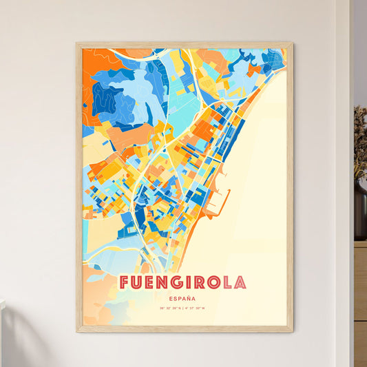 Colorful Fuengirola Spain Fine Art Map Blue Orange