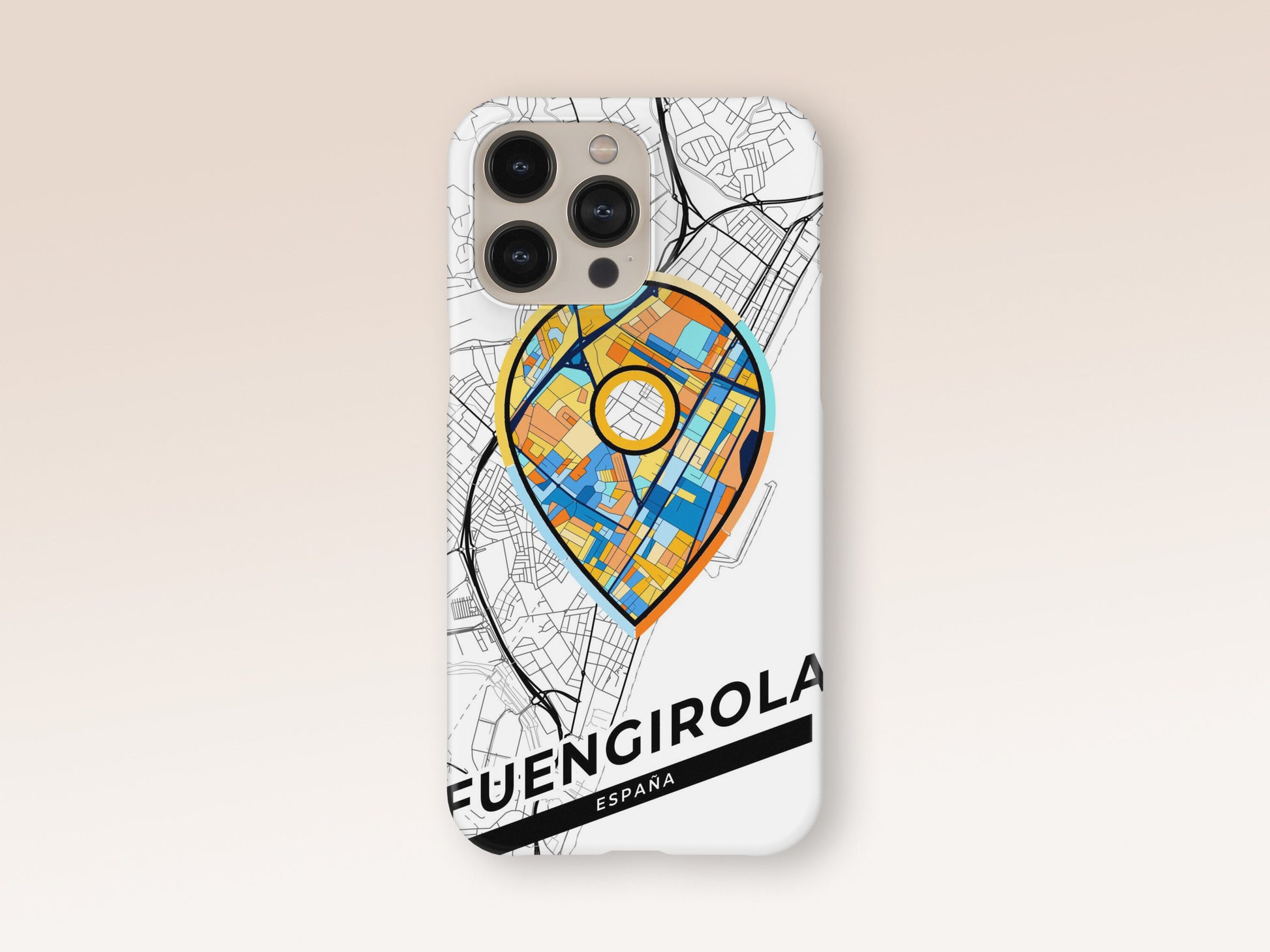 Fuengirola Spain slim phone case with colorful icon. Birthday, wedding or housewarming gift. Couple match cases. 1