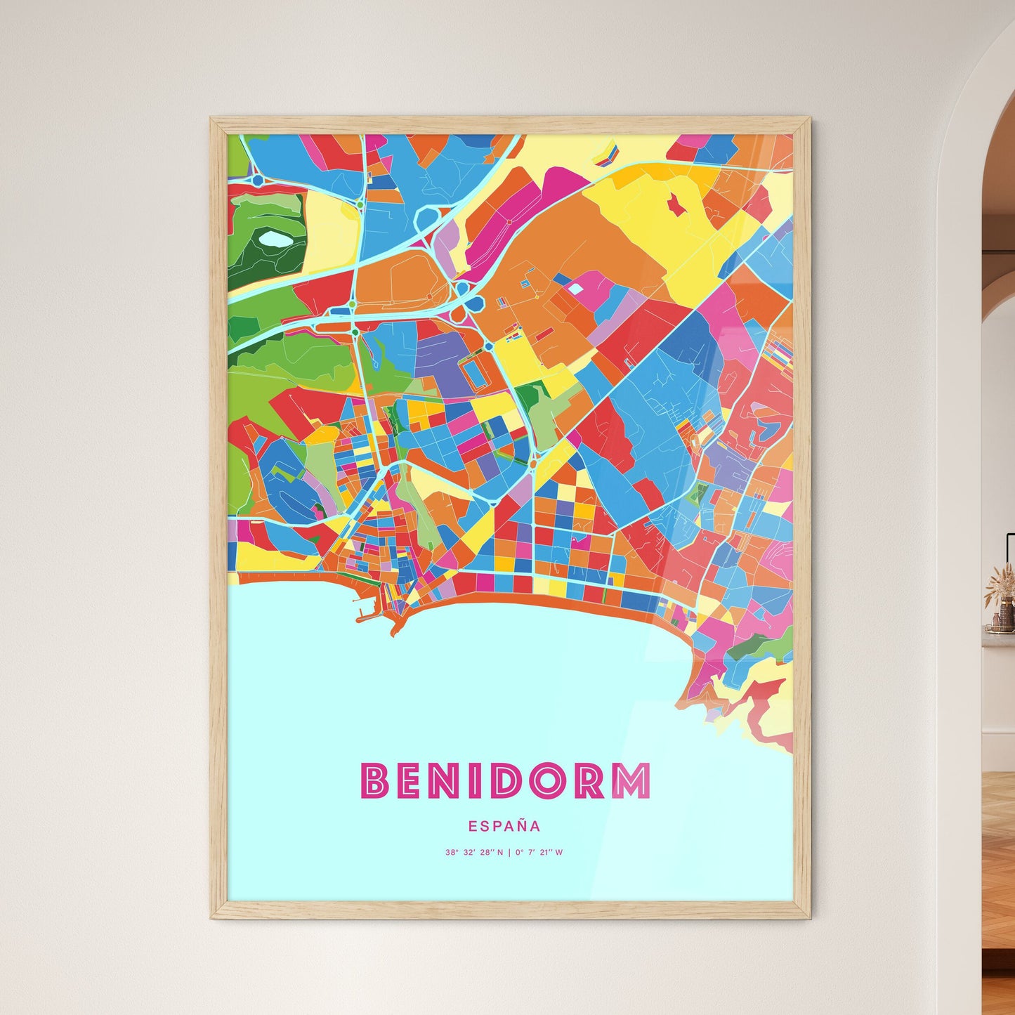Colorful BENIDORM SPAIN Fine Art Map Crazy Colors