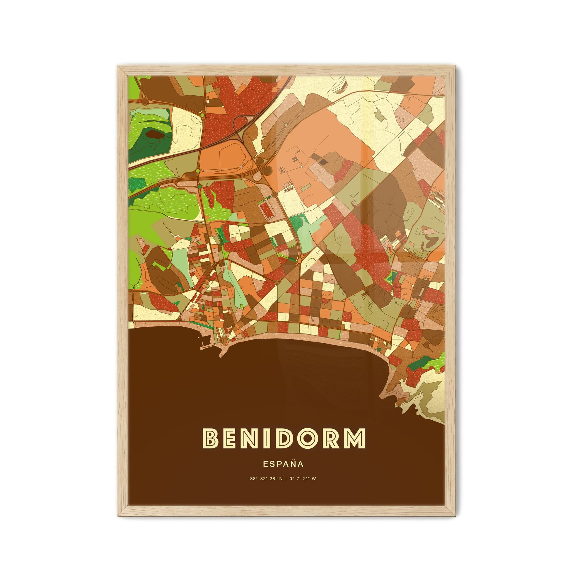 Colorful BENIDORM SPAIN Fine Art Map Farmhouse