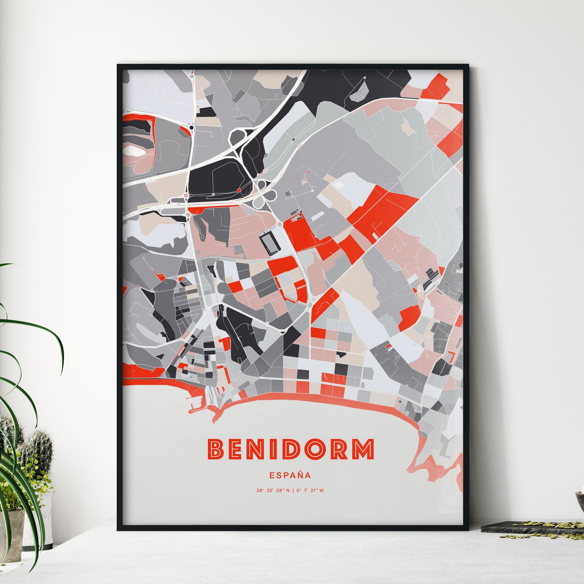 Colorful BENIDORM SPAIN Fine Art Map Modern