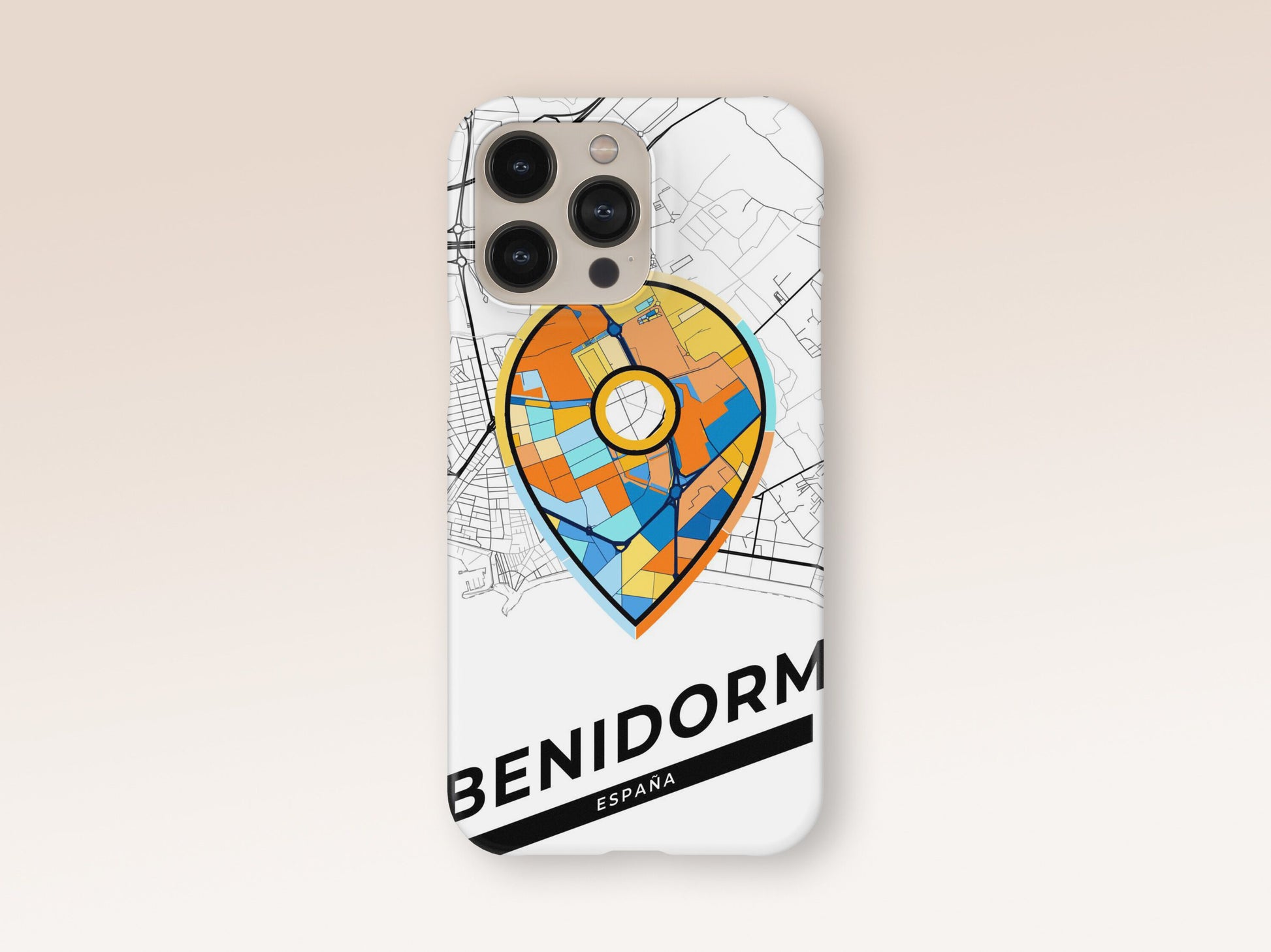 Benidorm Spain slim phone case with colorful icon. Birthday, wedding or housewarming gift. Couple match cases. 1