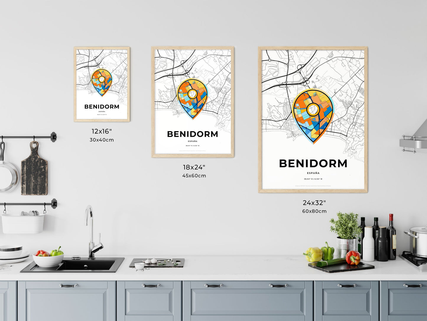 Benidorm Spain art map size chart