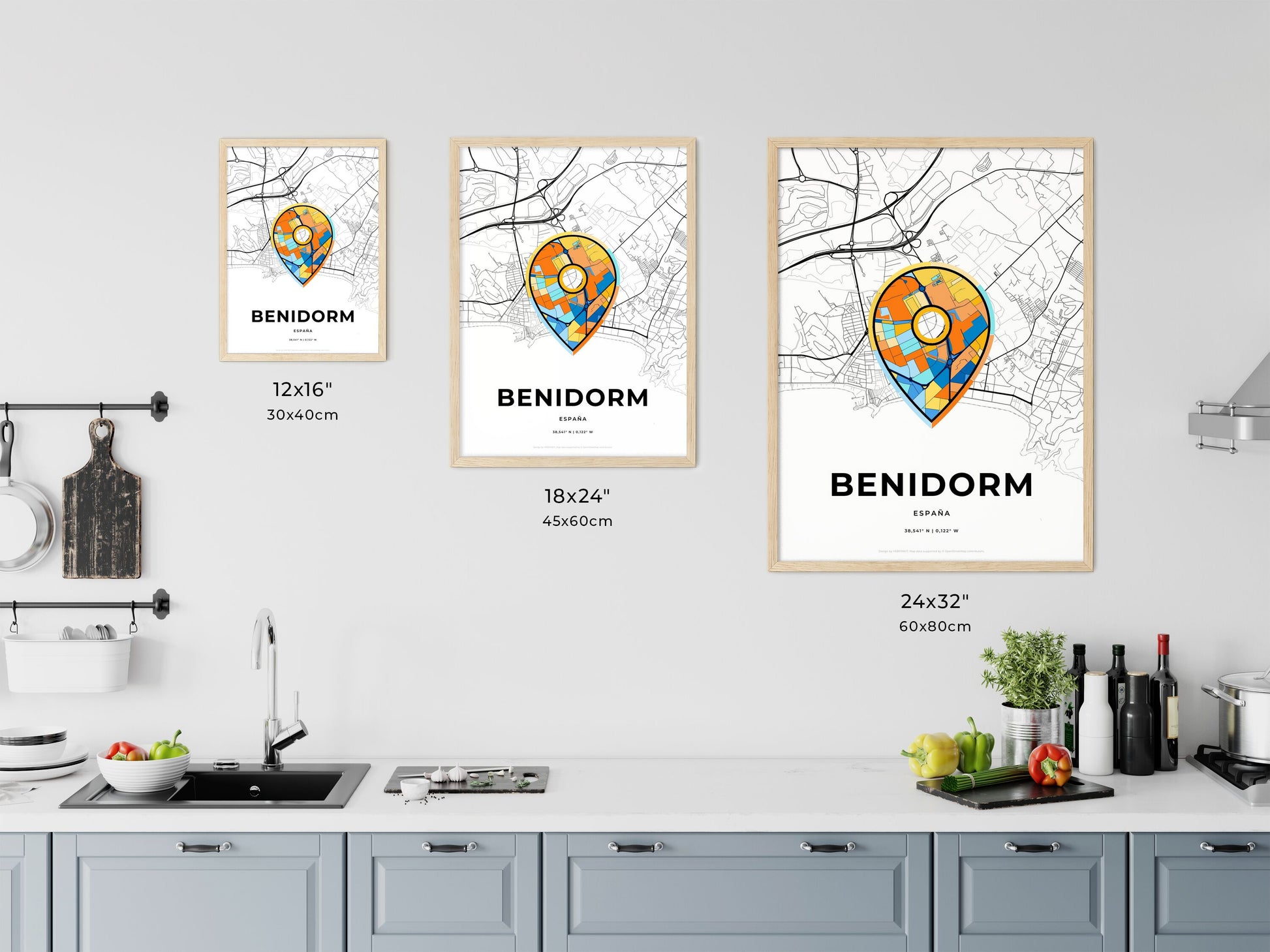 Benidorm Spain art map size chart