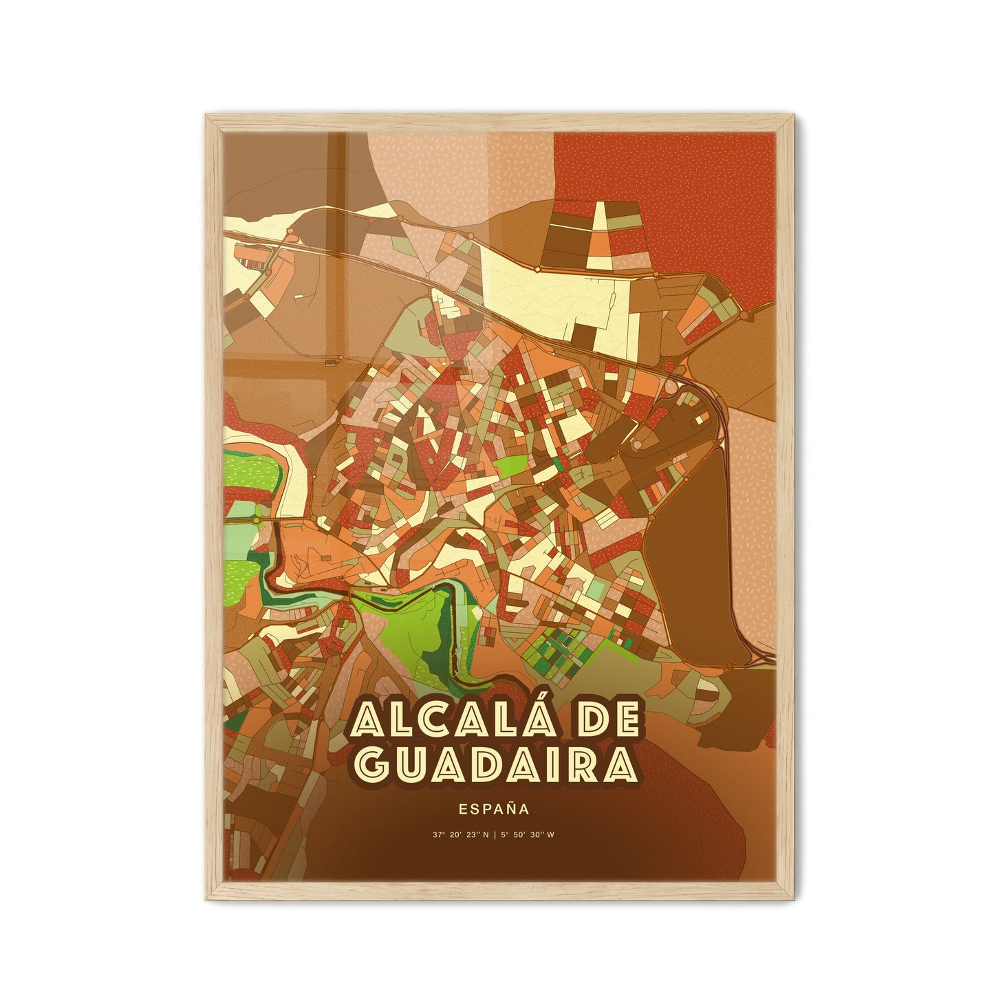 Colorful ALCALÁ DE GUADAIRA SPAIN Fine Art Map Farmhouse