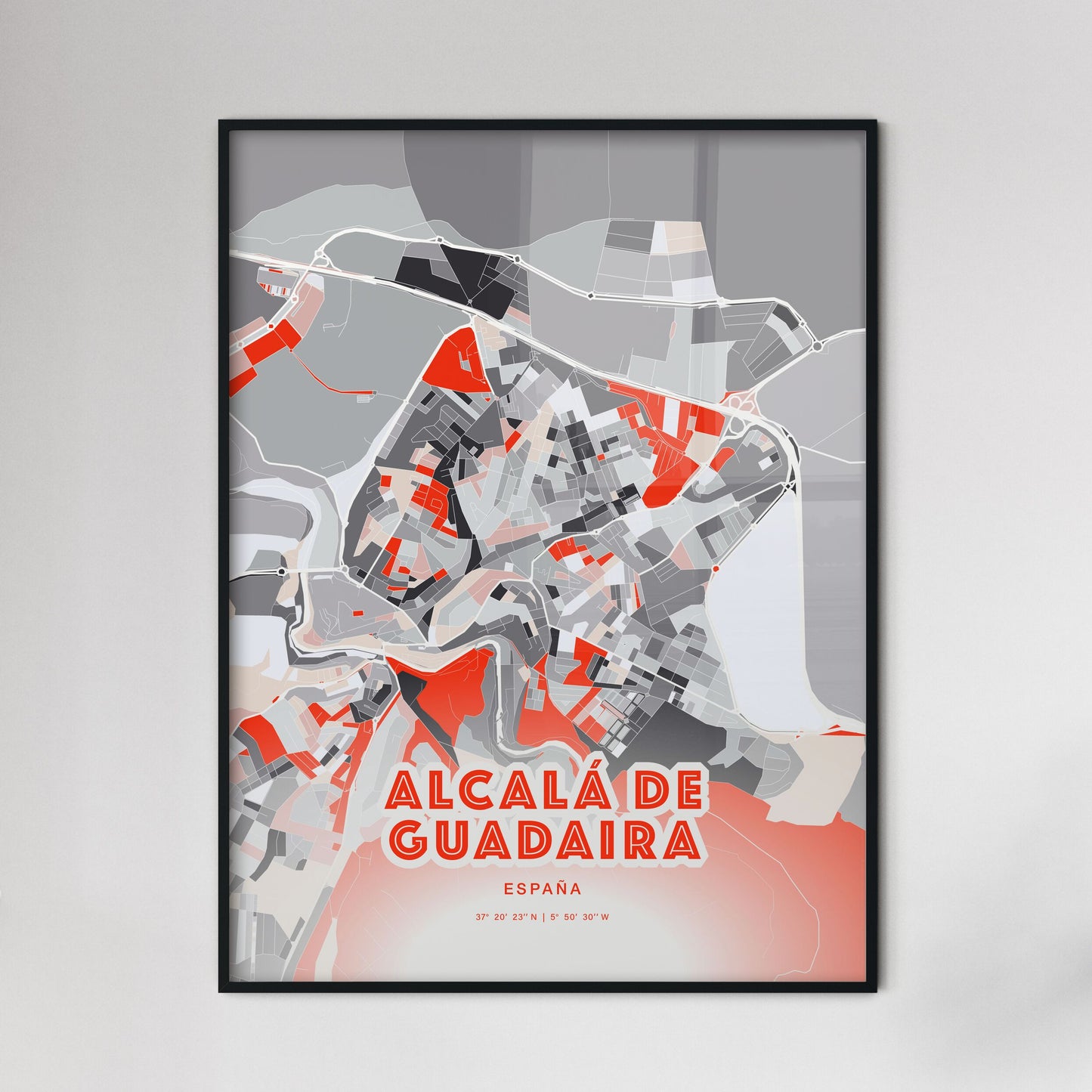 Colorful ALCALÁ DE GUADAIRA SPAIN Fine Art Map Modern