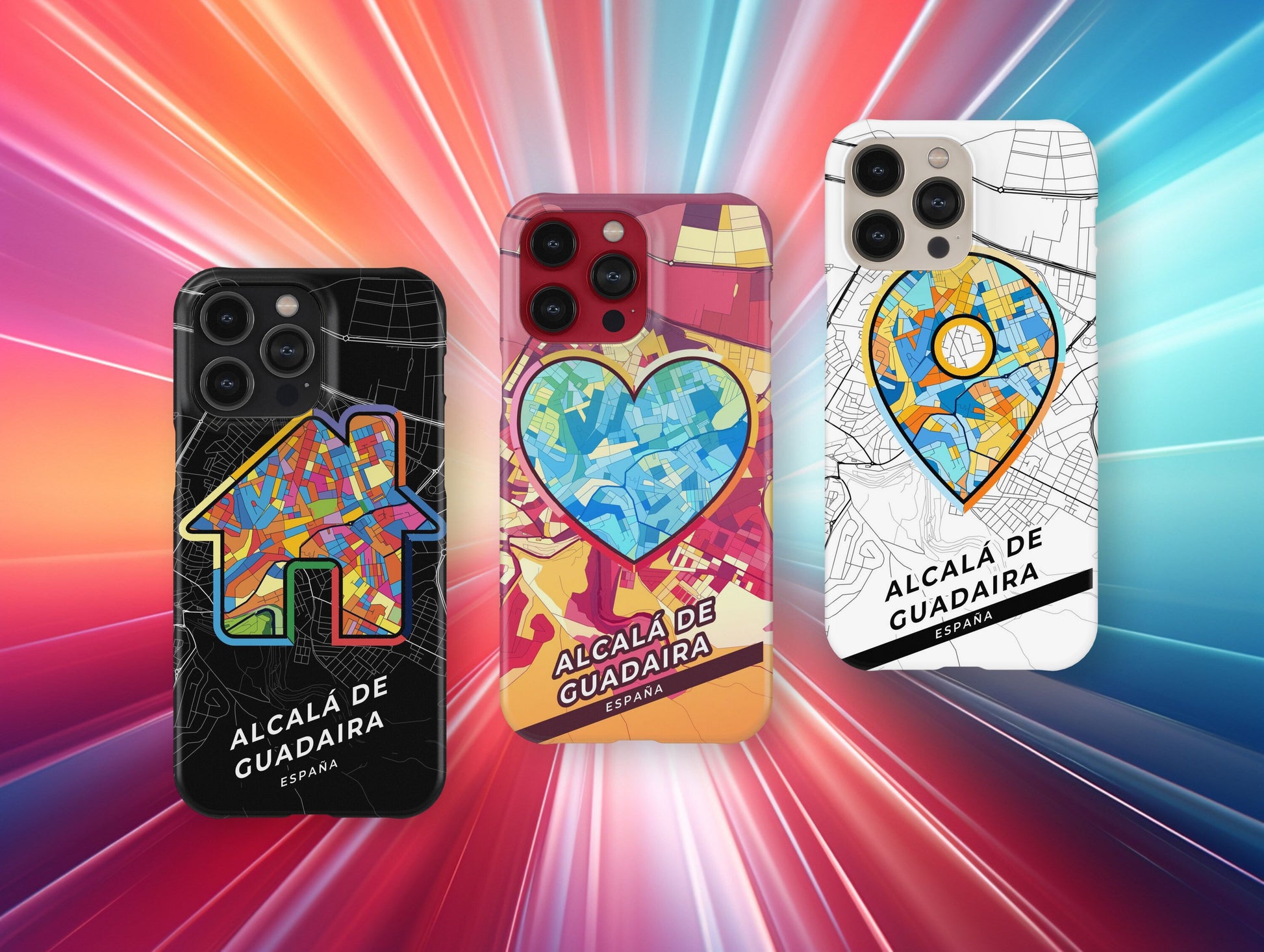 Alcalá De Guadaira Spain slim phone case with colorful icon. Birthday, wedding or housewarming gift. Couple match cases.