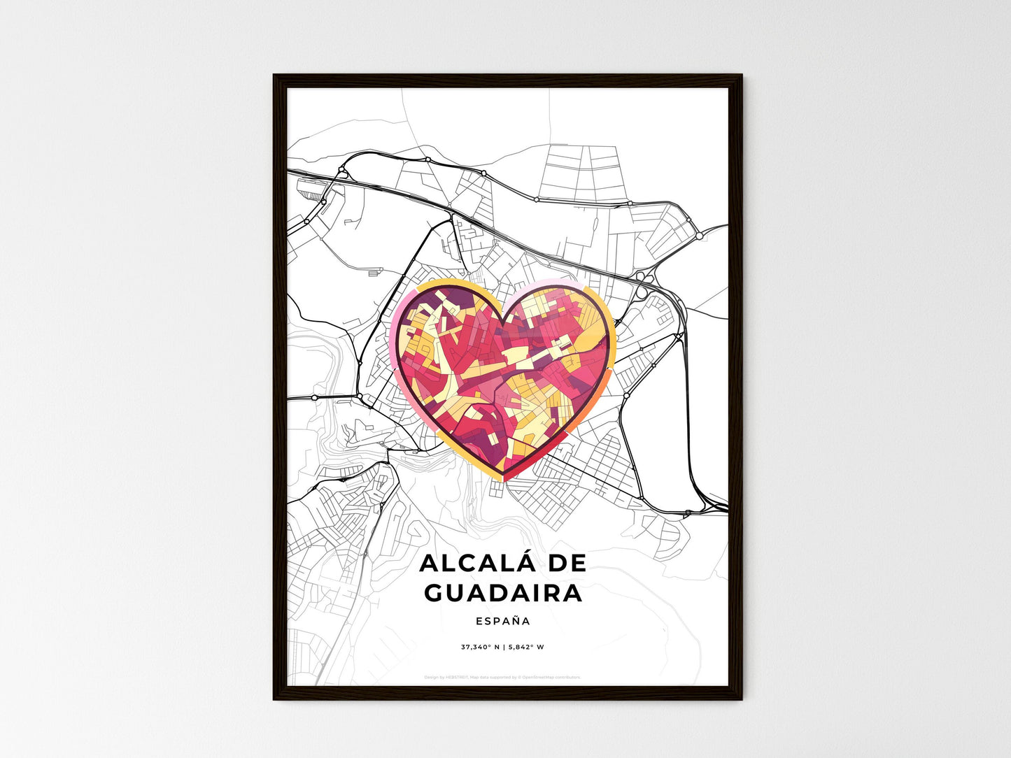 ALCALÁ DE GUADAIRA SPAIN minimal art map with a colorful icon. Where it all began, Couple map gift. Style 2