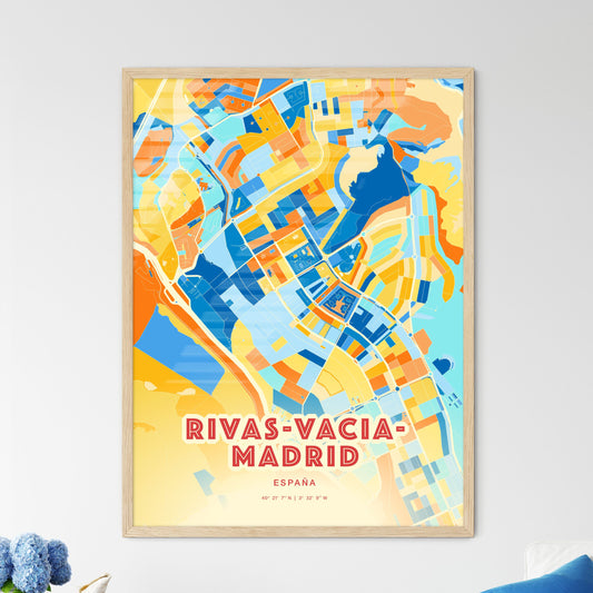 Colorful RIVAS-VACIAMADRID SPAIN Fine Art Map Blue Orange