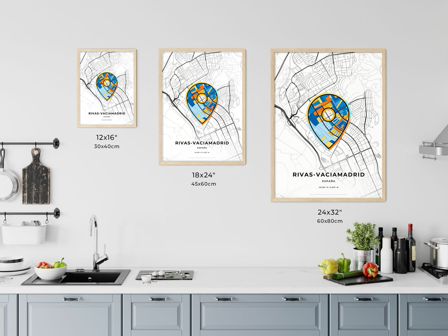 Rivas-Vaciamadrid Spain art map size chart