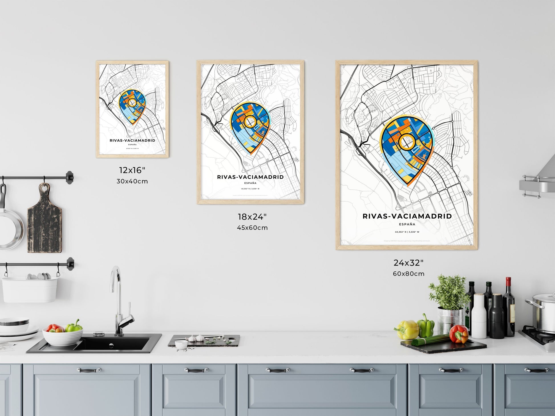 Rivas-Vaciamadrid Spain art map size chart