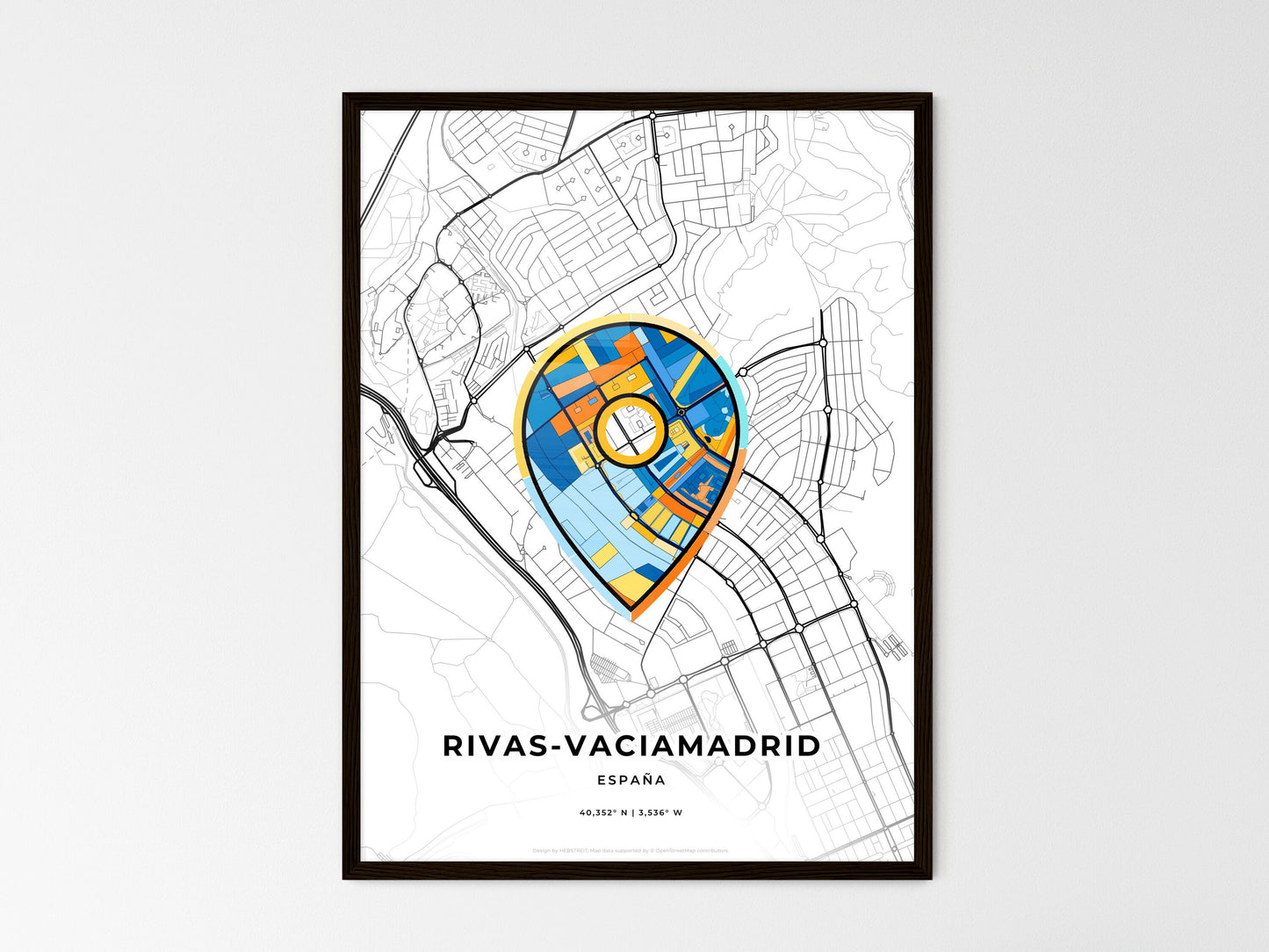 Rivas-Vaciamadrid Spain wedding art map with pointer icon