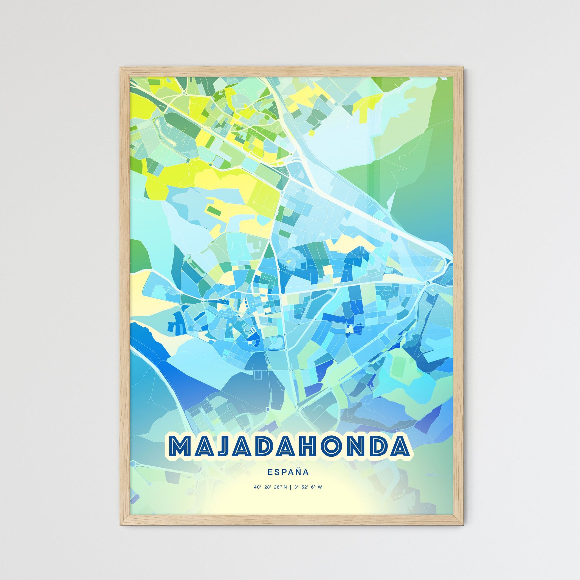 Colorful MAJADAHONDA SPAIN Fine Art Map Cool Blue