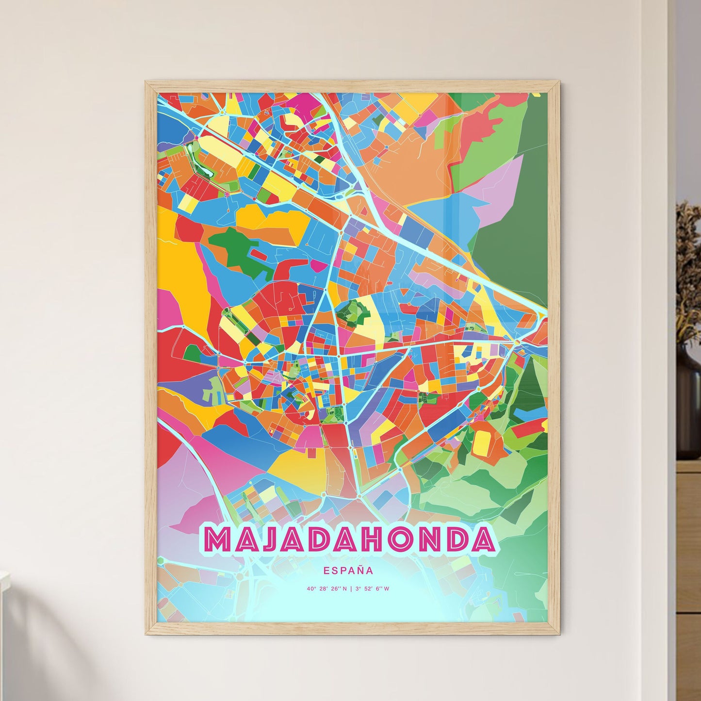 Colorful MAJADAHONDA SPAIN Fine Art Map Crazy Colors