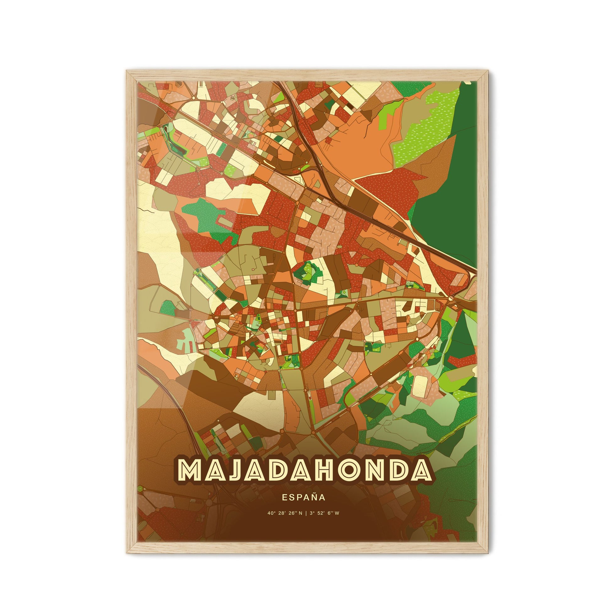 Colorful MAJADAHONDA SPAIN Fine Art Map Farmhouse