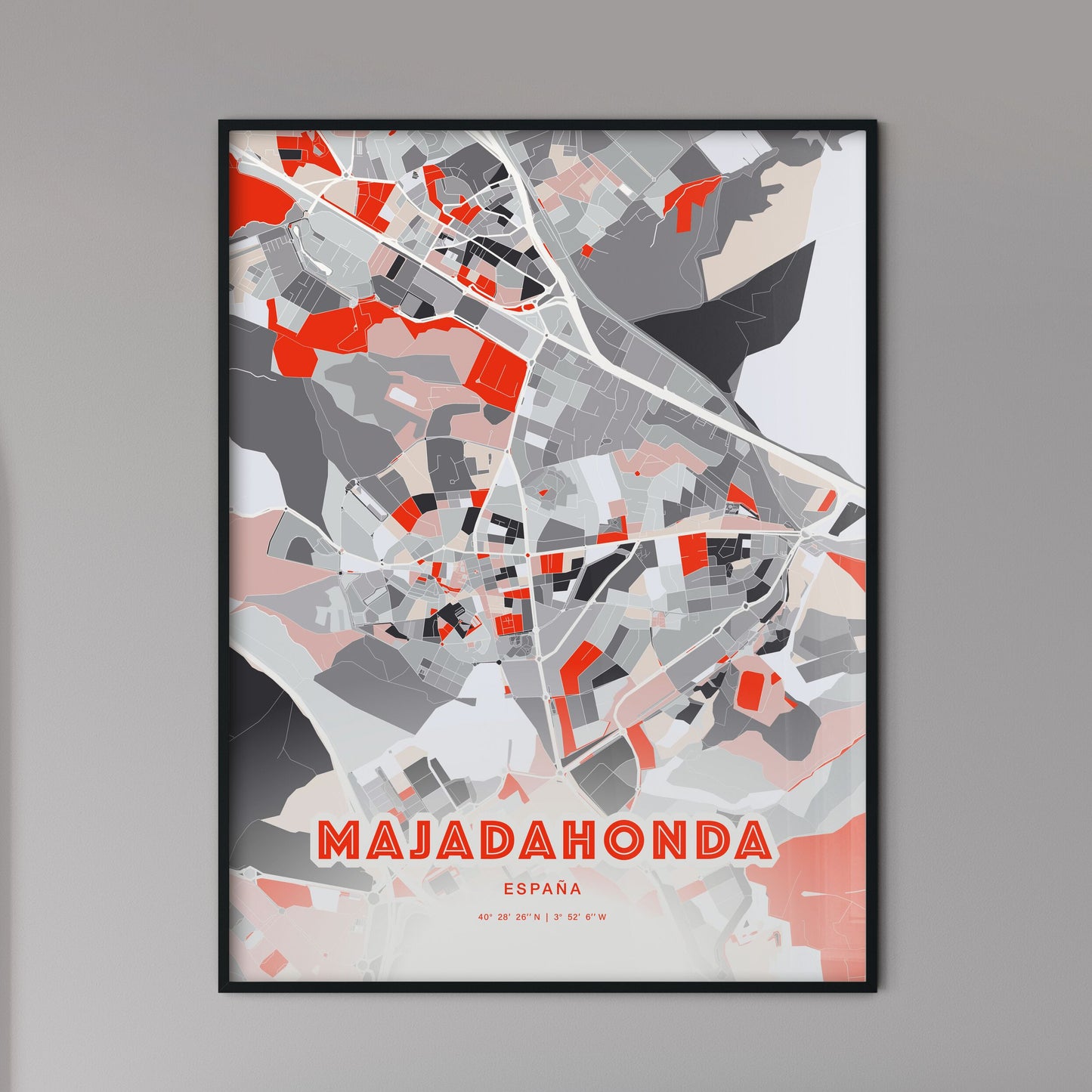 Colorful MAJADAHONDA SPAIN Fine Art Map Modern