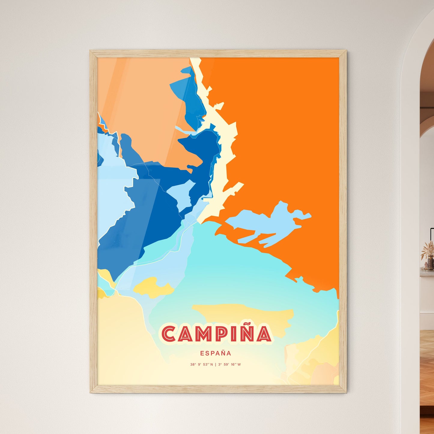 Colorful CAMPIÑA SPAIN Fine Art Map Blue Orange