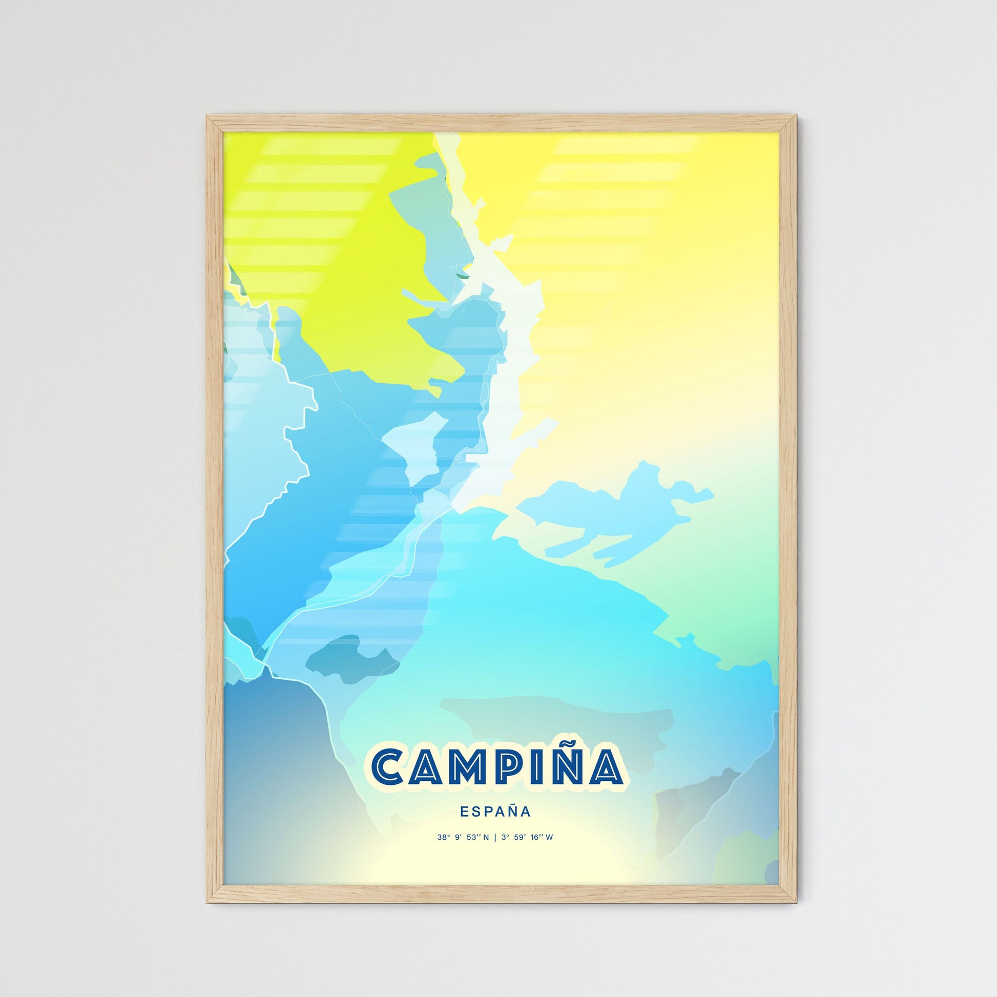 Colorful CAMPIÑA SPAIN Fine Art Map Cool Blue