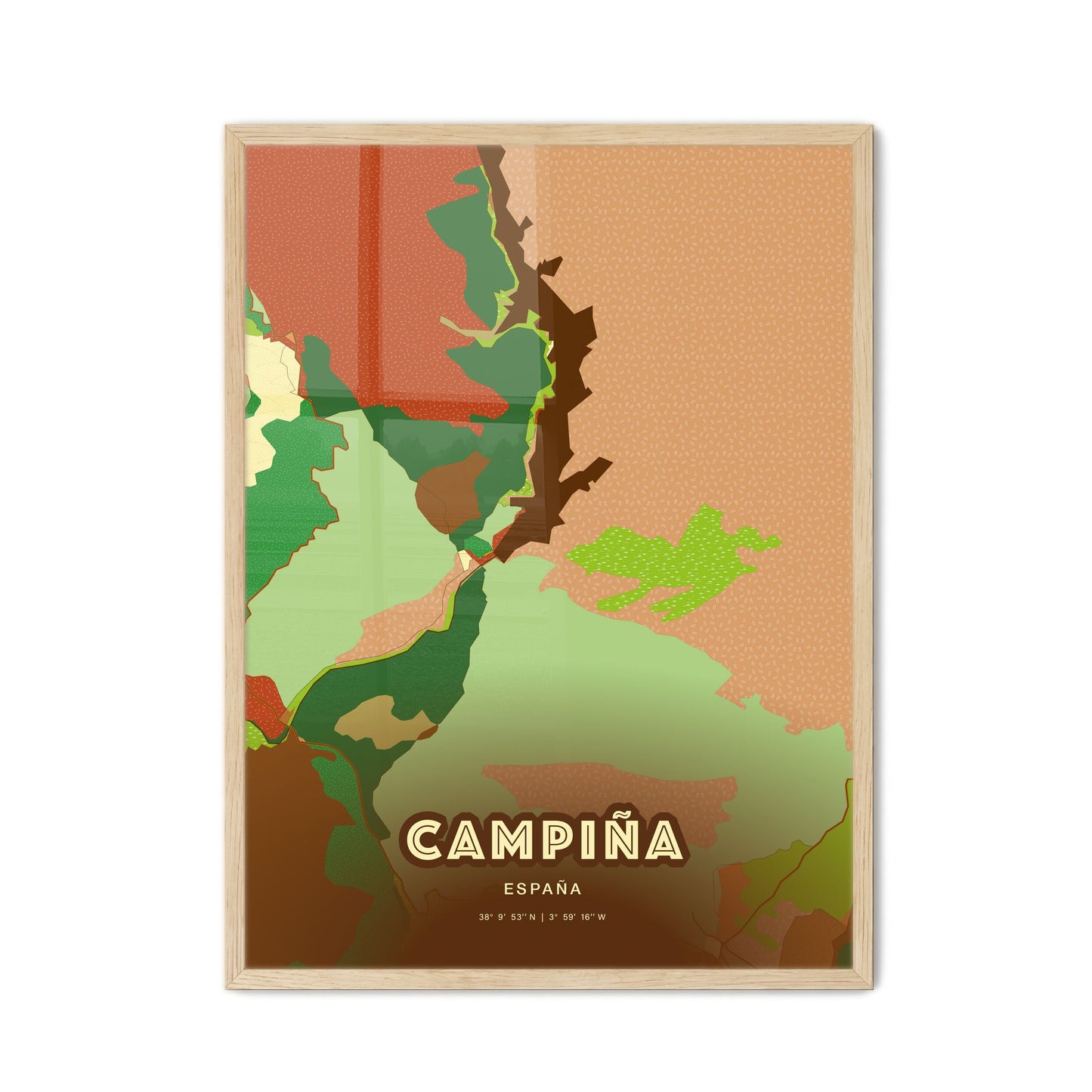 Colorful CAMPIÑA SPAIN Fine Art Map Farmhouse