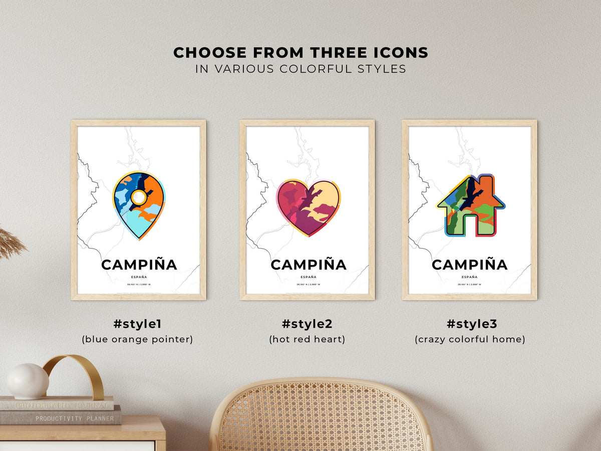 Campiña Spain maps with colorful icons