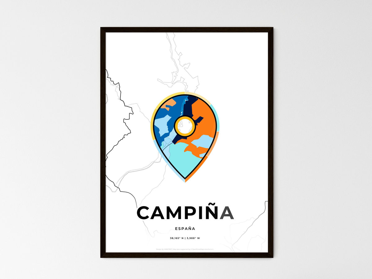 Campiña Spain wedding art map with pointer icon