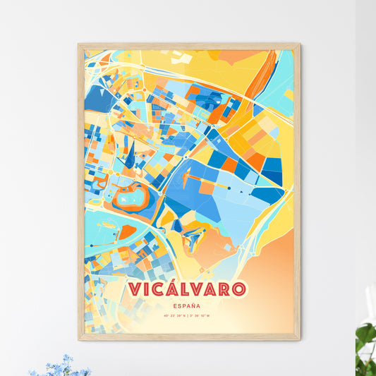 Colorful VICÁLVARO SPAIN Fine Art Map Blue Orange