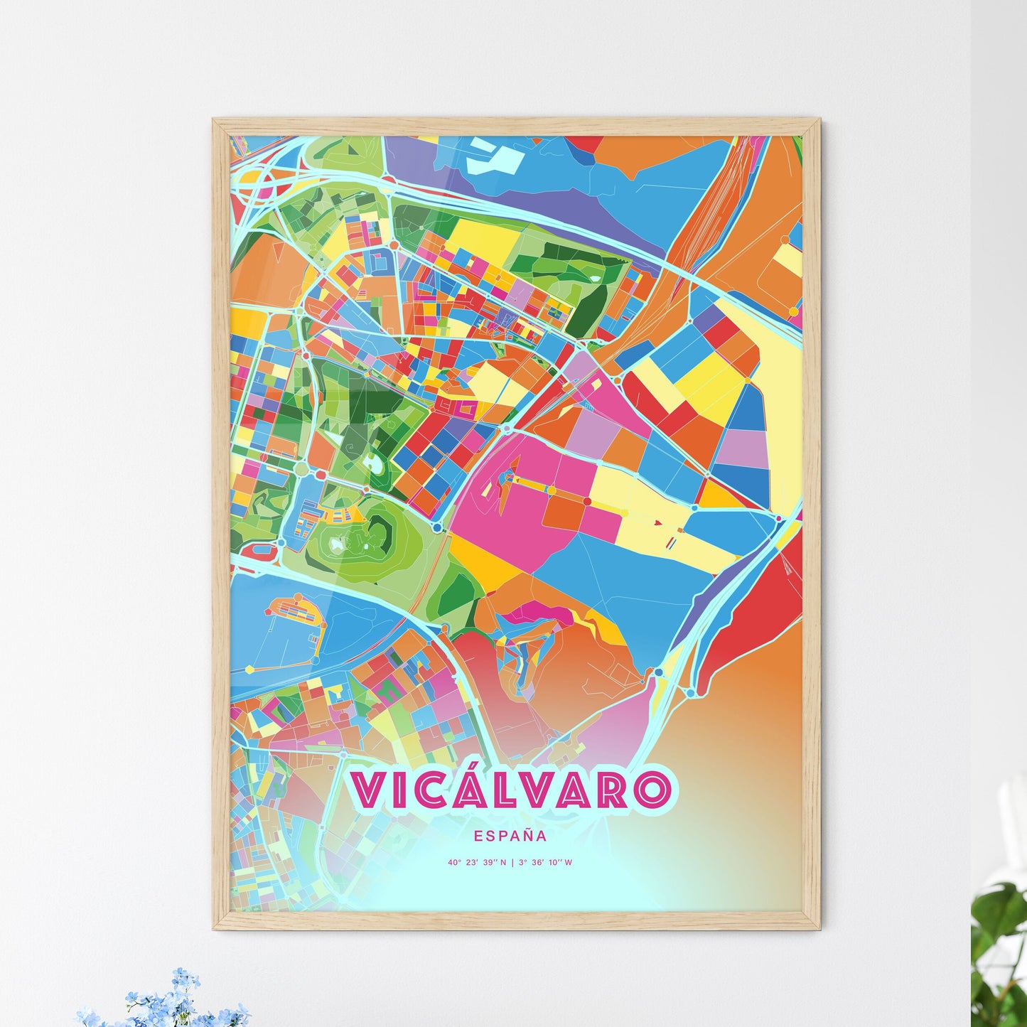 Colorful VICÁLVARO SPAIN Fine Art Map Crazy Colors